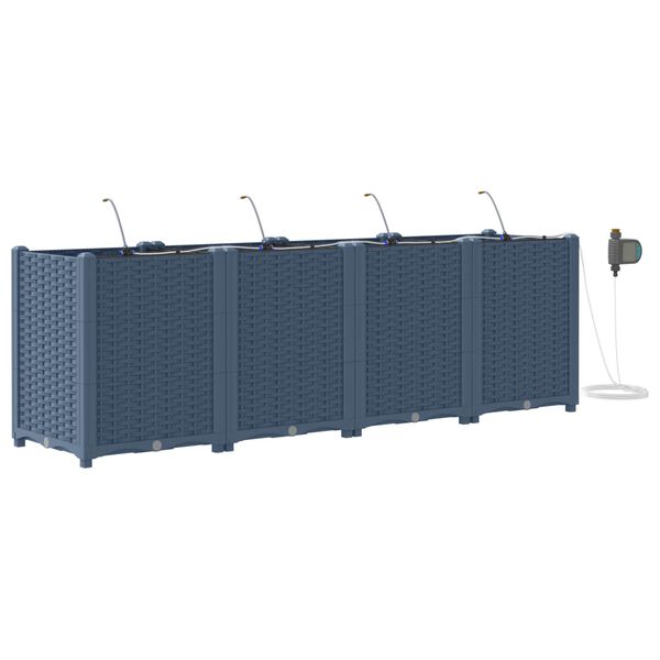 vidaXL Gar&eth;pl&ouml;ntukassi 4 pcs Gr&aacute;r 160 x 40 x 52 cm Plast