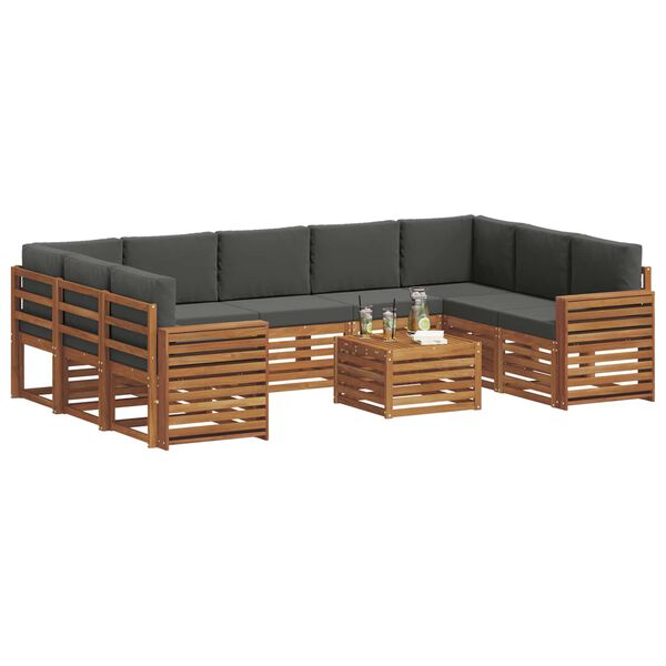 vidaXL S&oacute;fasett 10 pcs N&aacute;tt&uacute;rulegt og Antrac&iacute;t Hrein akas&iacute;utr&eacute;