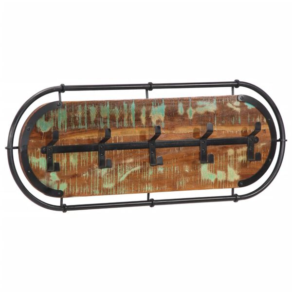 vidaXL Vegghengt Fatahengi me&eth; 5 Kr&oacute;kum Gegnheill Mang&oacute;vi&eth;ur