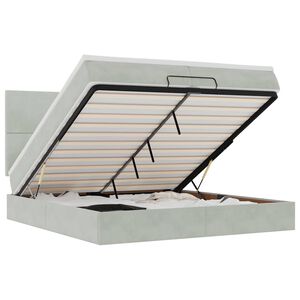 vidaXL Ottoman r&uacute;mgrind me&eth; d&yacute;num Lj&oacute;sgr&aacute;r 200x200cm Flauel