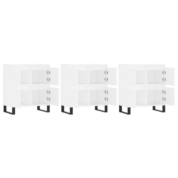 vidaXL Skenkir 3 stk. Hv&iacute;tir Samsettur Vi&eth;ur