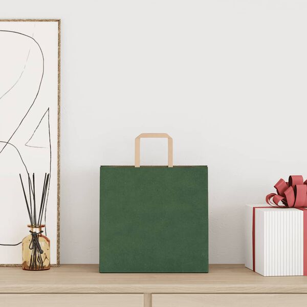 vidaXL Papp&iacute;rspokar 250 stk me&eth; Handf&ouml;ngum Gr&aelig;n 26x17x25 cm