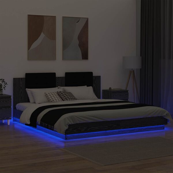 vidaXL R&uacute;mfell me&eth; h&ouml;f&eth;agafli Svartur Eik 180 x 200 cm Samsettur vi&eth;ur