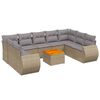 vidaXL 10 Hluta Gar&eth;s&oacute;fasett me&eth; Sessum Drappa&eth; P&oacute;l&yacute;rattan