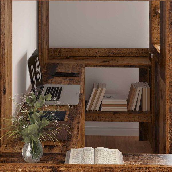 vidaXL Koju-grind me&eth; skrifbor&eth;i Gamalt timbur 98.5 x 200 cm