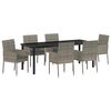 vidaXL Gar&eth;ur bor&eth;sett me&eth; p&uacute;&eth;i 7 pcs Gr&aacute;r p&oacute;l&yacute;rattan