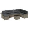 vidaXL Gar&eth;s&oacute;fa sett me&eth; p&uacute;&eth;i me&eth; geymslu 9 pcs Gr&aacute;r Poly rattan