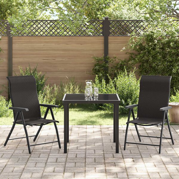 vidaXL Garður borðsett 3 pcs Svartur kaffir Poly rattan