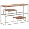 vidaXL Veggbor&eth; Silfurlita&eth; Ry&eth;fr&iacute;tt St&aacute;l og Gegnheill Akas&iacute;uvi&eth;ur