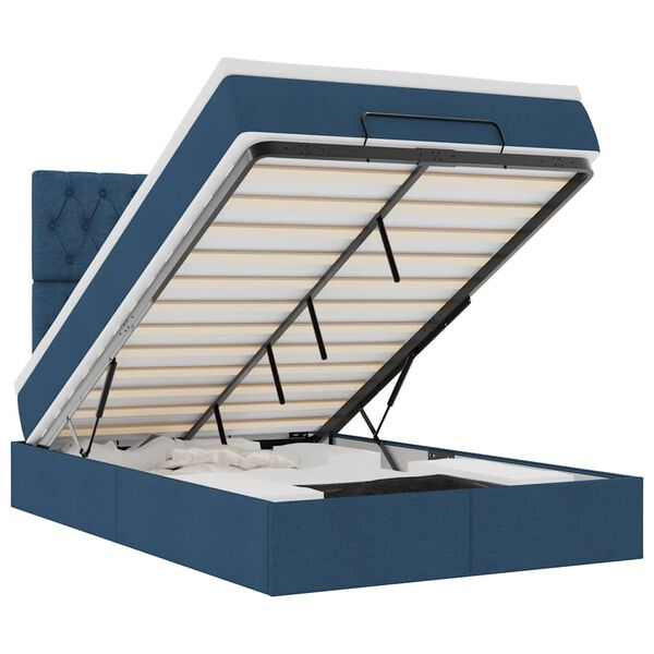 vidaXL Ottoman R&uacute;m me&eth; D&yacute;nu & LED Bl&aacute;um 120x190cm Efni