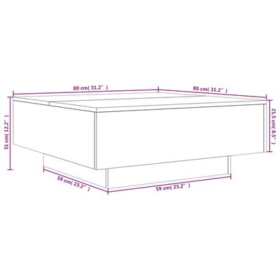 vidaXL Sófaborð Sonoma Eik 80x80x31 cm Samsettur Viður