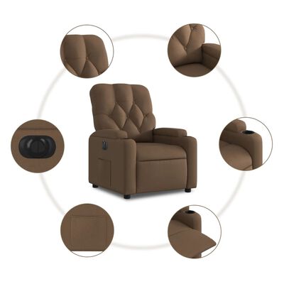 vidaXL Electric Recliner stóll Brúnt efni