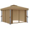 vidaXL Gazebo með Gardínu 3x3 m Mógrátt