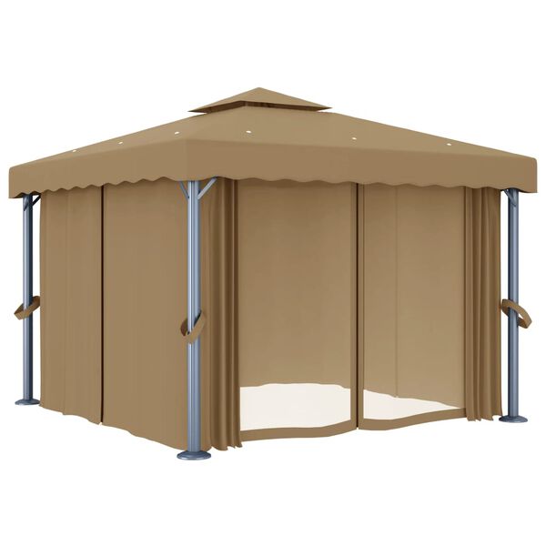 vidaXL Gazebo með Gardínu 3x3 m Mógrátt