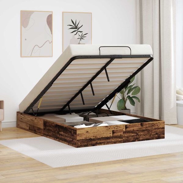 vidaXL Ott&oacute;man s&aelig;ngurrammi Gamalt timbur 193 x 120 x 25 cm Sp&oacute;naplata