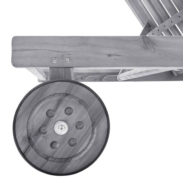 vidaXL Samleggjanlegur S&oacute;lbekkur me&eth; Sessu Gr&aacute;r Gegnheill Akas&iacute;uvi&eth;ur