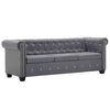 vidaXL 3-S&aelig;ta Chesterfield-S&oacute;fi Flauels&aacute;kl&aelig;&eth;i 199x75x72 cm Gr&aacute;r