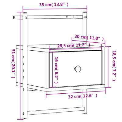 vidaXL Náttborð Vegghengt 2 stk Svartur 35x30x51 cm Samsettur Viður