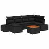 vidaXL Gar&eth;s&oacute;fa sett me&eth; p&uacute;&eth;i 7 pcs Svartur p&oacute;l&yacute;rattan