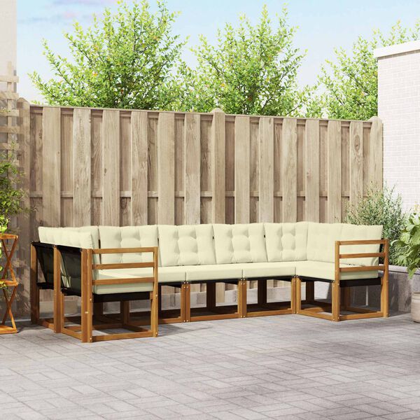 vidaXL &Uacute;ti s&oacute;fasett me&eth; p&uacute;&eth;i 7 pcs N&aacute;tt&uacute;rulegur og svartur