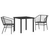 vidaXL Gar&eth;ur bor&eth;sett 3 pcs Svartur p&oacute;l&yacute;rattan