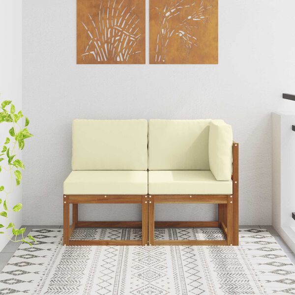 vidaXL &Uacute;tistrokkur mi&eth;- og hornsofa 2 Stykki N&aacute;tt&uacute;rulegt og Krem