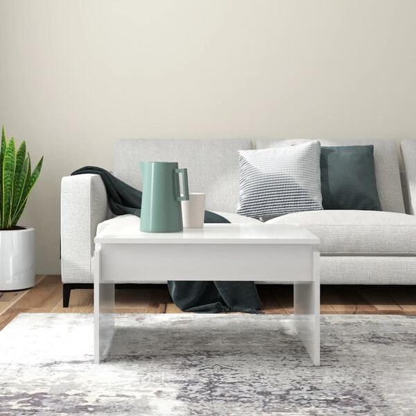 vidaXL Sófaborð Háglans Hvítt 68x50x38 cm Samsettur Viður