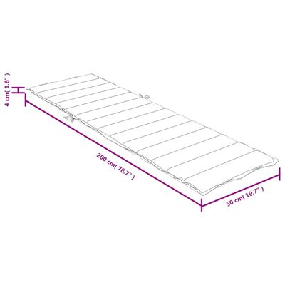 vidaXL Sólbekkjasessur Ljósgrá blanda 200x50x4 cm Tauáklæði