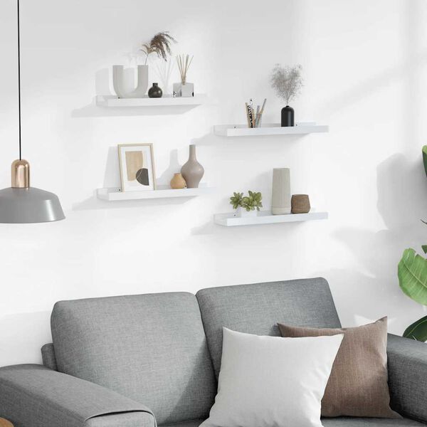 vidaXL Vegghillur 4 stk. Hv&iacute;tar 40x9x3 cm