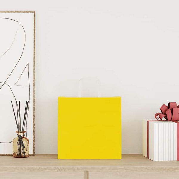 vidaXL Papp&iacute;rspokar 50 stk me&eth; Handf&ouml;ngum Gulir 26x17x25 cm