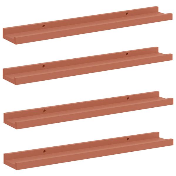 vidaXL Vegghylla me&eth; hillu 4 pcs Rau&eth;ur 60 x 9 x 3 cm Samsettur vi&eth;ur
