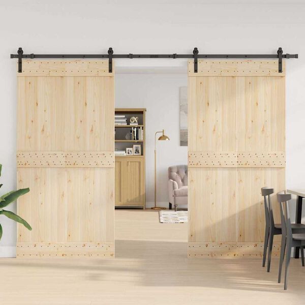 vidaXL Rennihurðarbúnaðarsett 305 cm Stál Svart