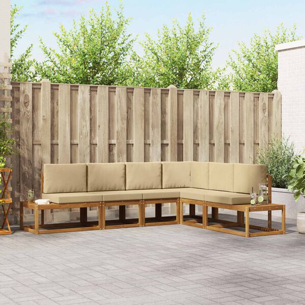 vidaXL &Uacute;ti s&oacute;fasett me&eth; p&uacute;&eth;i 6 Stykki N&aacute;tt&uacute;rulegt og B&eacute;ig