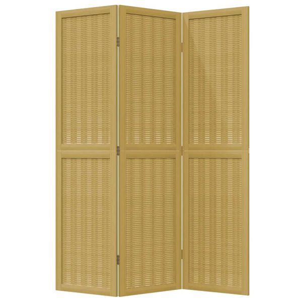 vidaXL Skilrúm 3 Þil Brúnn Gegnheill Paulowniaviður