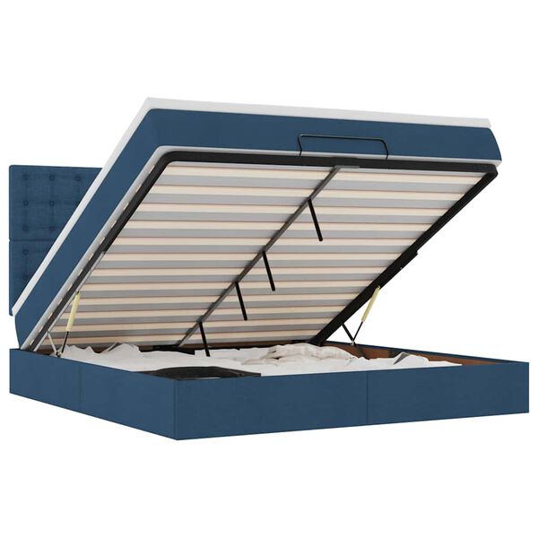 vidaXL Ottoman R&uacute;m me&eth; D&yacute;nu & LED Bl&aacute;um 180x200cm Efni