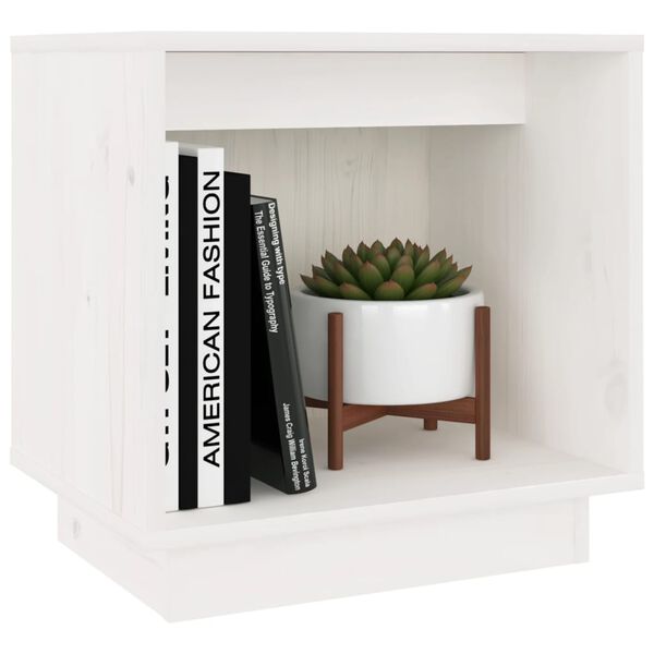 vidaXL Náttborð Hvítt 40x30x40 cm Gegnheil Fura