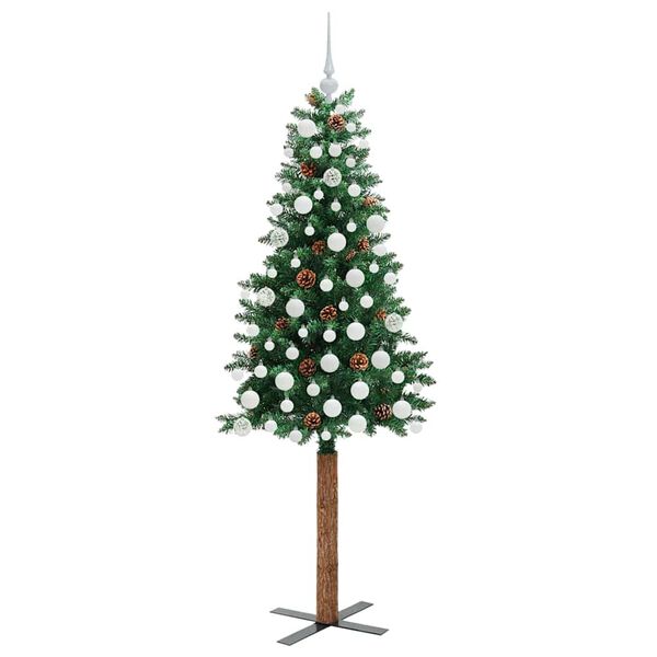 vidaXL Mj&oacute;tt j&oacute;latr&eacute; me&eth; 300 LED Gr&aelig;nn 180 cm PVC og solid furuvi&eth;