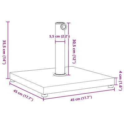 vidaXL Sólhlífargrunnur fyrir Ø32/35/38 mm Stangir 18 kg Ferningslaga