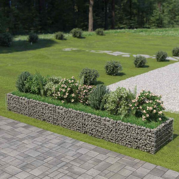 vidaXL Gabion Grjótkassi Upphækkað Blómaker Sínkhúðað stál 450x90x50cm