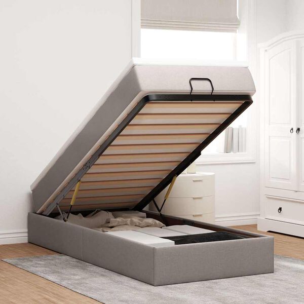 vidaXL Ottoman r&uacute;mgrind me&eth; d&yacute;nu Taupe 90x190 cm Efni