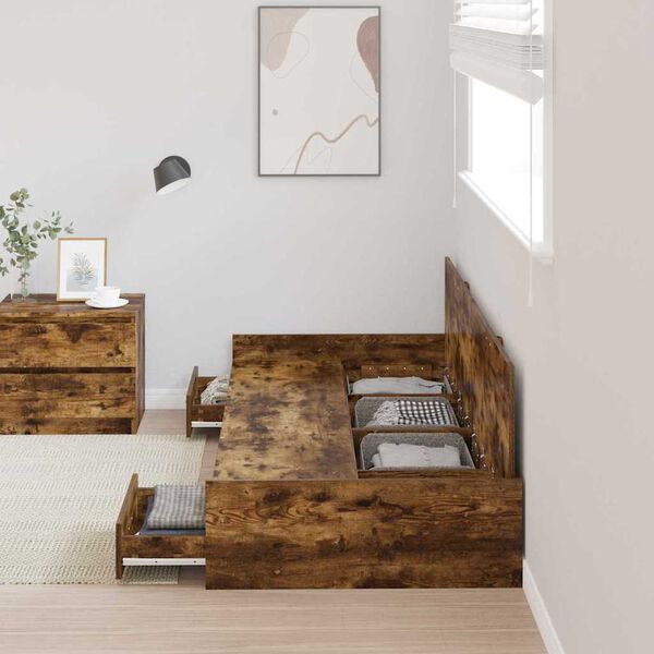 vidaXL Ramsvík með höfuðgafl Gamall viður 80 x 200 cm Samsettur viður