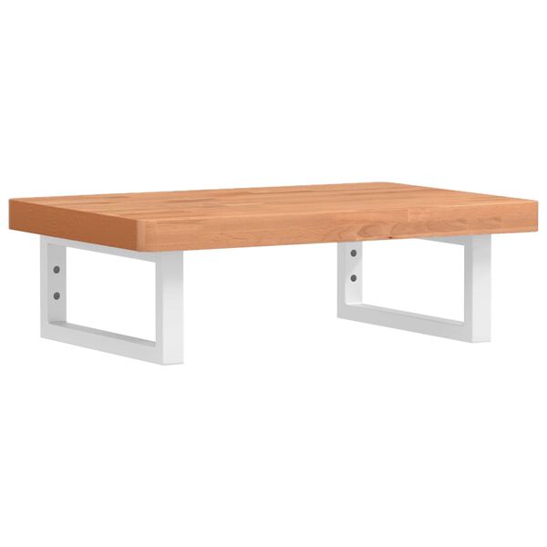 vidaXL Veggfest Handlaugarhilla Stál og Gegnheilt Beyki