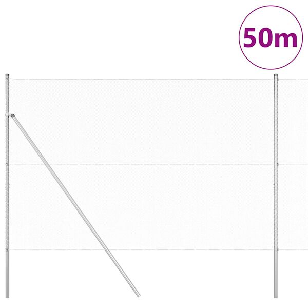 vidaXL Gir&eth;ingarp&oacute;stur Silfur 50 x 1,6 m (13 mm net) St&aacute;l