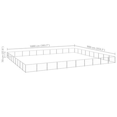 vidaXL Hundabyrgi Silfur 90 m² Stál