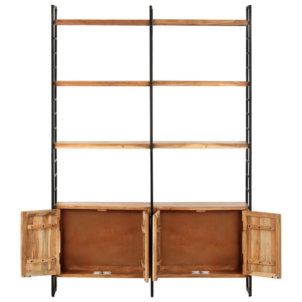 vidaXL 4 Hæða Bókaskápur 124x30x180 cm Gegnheill Akasíuviður