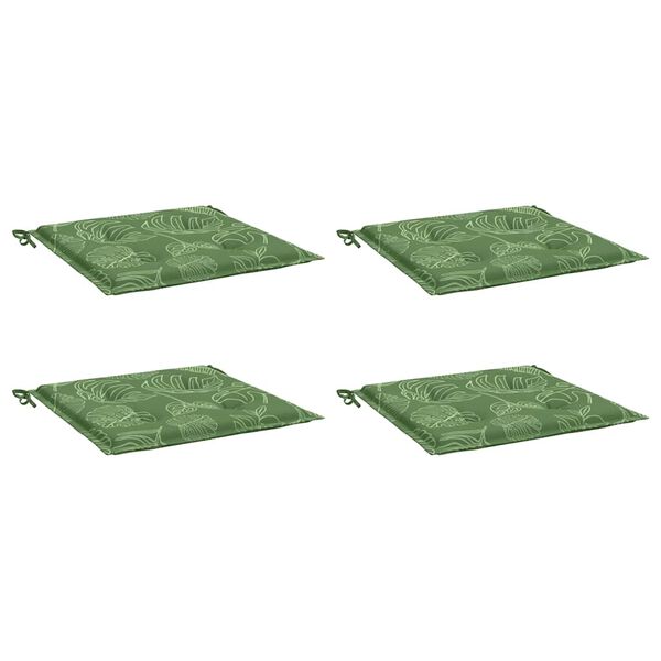 vidaXL Stóla 4 stk. Laufamynstur 40x40x4 cm Tauáklæði