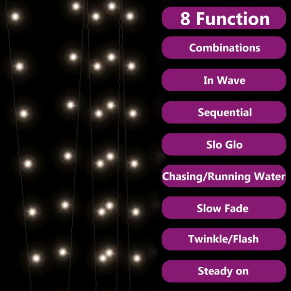 vidaXL S&oacute;larorkukn&uacute;nar Ser&iacute;ur 2 stk. 2x200 LED Kalt-hv&iacute;tt Inni &Uacute;ti