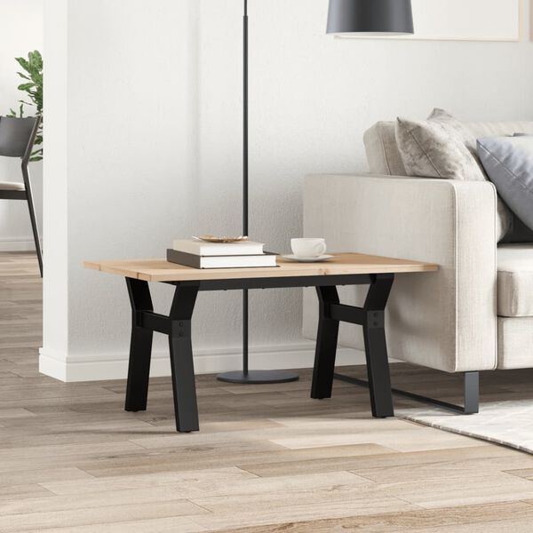 vidaXL Sófaborð Y-grind 80x50x40 cm Gegnheil Fura og Steypujárn