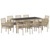 vidaXL Gar&eth;ur bor&eth;sett 9 pcs Drapplita&eth;ur p&oacute;l&yacute;rattan