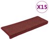 vidaXL Stigamottur 15 stk 65x21x4 cm bordeaux r&eacute;tthyrndar br&uacute;nir